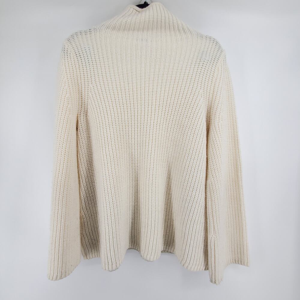 Cremleuix Wool Blend Cream Mock Neck Chunky Knit Sweater with Bell Sleeves| S - Picture 8 of 11
